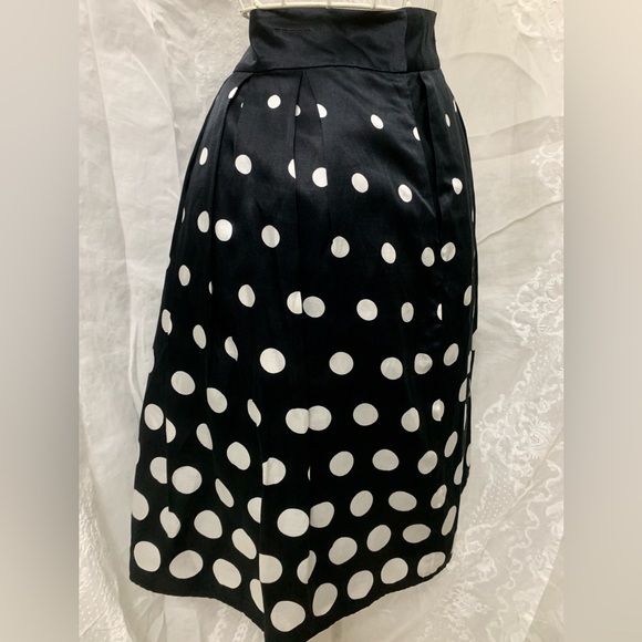 PENDLETON
 black and white polka dot silk blend flair skirt size 16 petite lined - Picture 13 of 14